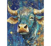 RKFLGEW DIY Seed Bead Embroidery Kits Fantasy Cow Animal Cross Stitch Needlepoint Handcraft Tapestry Kit Beaded Stitching Pattern 3D Wall Painting 40x50cm