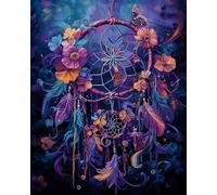 RKFLGEW DIY Seed Bead Embroidery Kits Fantasy Dream Catcher and Flowers Crafts Bead Embroidery Kit Needlework Set, Needlepoint Pattern Decor Wall Art 30x40cm