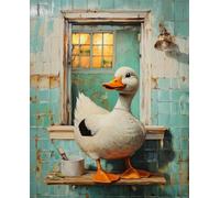 RKFLGEW DIY Seed Bead Embroidery Kits Fantasy Duck Animal Beaded Cross Stitch Kits Stamped Embroidery Set for Adults Wall Art 40x50cm