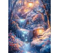 RKFLGEW DIY Seed Bead Embroidery Kits Fantasy Forests Scenery Needlepoint Tapestry Kit Beaded Stitching Needlecraft Set Bead Cross Stitch 30x40cm