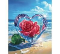 RKFLGEW DIY Seed Bead Embroidery Kits Fantasy Roses in The Heart Needlepoint Kits Bead Cross Stitch 3D Beaded Painting Handcraft 30x40cm
