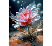 RKFLGEW DIY Seed Bead Embroidery Kits Fantasy Snow Lotus Needlepoint Kits Bead Cross Stitch 3D Beaded Painting Handcraft 50x70cm