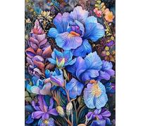 RKFLGEW DIY Seed Bead Embroidery Kits Fantasy Watercolor Iris Flowers Needlepoint Tapestry Kit Beaded Stitching Needlecraft Set Bead Cross Stitch 40x50cm