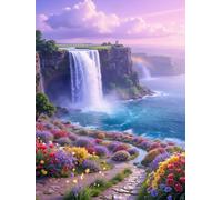 RKFLGEW DIY Seed Bead Embroidery Kits Fantasy Waterfall Scenery Beaded Embroidery Kits Easy Cross-Stitch Set for Adults Beginners 30x40cm