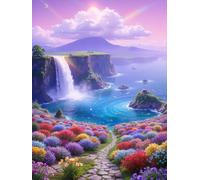 RKFLGEW DIY Seed Bead Embroidery Kits Fantasy Waterfall Scenery DIY Embroidery Beads Printed 9Ct Cross Stitch Kit Needlework Set Home Art Decor 40x50cm