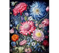 RKFLGEW DIY Seed Bead Embroidery Kits Retro Colored Chrysanthemums Beaded Cross Stitch Bead Embroidery Pattern DIY Wall Hanging 3D Perle Set 30x40cm