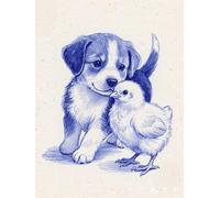 RKFLGEW DIY Seed Bead Embroidery Kits Sketch Animal Dog Needlepoint Handcraft Kits DIY Beaded Painting 3D Tapestry Bead Cross Stitch Kit 40x50cm