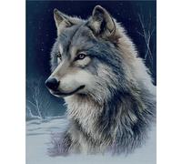 RKFLGEW DIY Seed Bead Embroidery Kits Wolf Animal Portrait Cross Stitch Needlepoint Handcraft Tapestry Kit Beaded Stitching Pattern 3D Wall Painting 40x50cm
