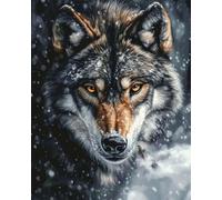 RKFLGEW DIY Seed Bead Embroidery Kits Wolf Animal Portrait Needlepoint Tapestry Kit Beaded Stitching Needlecraft Set Bead Cross Stitch 40x50cm