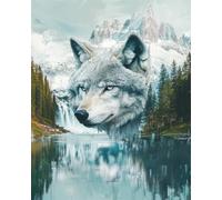 RKFLGEW DIY Seed Bead Embroidery Kits Wolves and Scenery 30x40cm