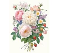 RKFLGEW Flowers DIY Embroidery Beads Set Pink Peony Bouquet Crafts Bead Embroidery Kit DIY Beadwork Craft Set for Beginners Home Decor 40x50 cm