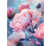 RKFLGEW Flowers DIY Seed Bead Embroidery Kits Pink Peony Needlepoint Tapestry Kit Beaded Stitching Needlecraft Set Bead Cross Stitch 30x40 cm