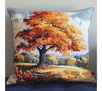 RKFLGEW Hook Latch Kit Autumn Tree Latch Hook Cushion Kit,DIY Pillow Cover Making Craft Printed Canvas for Beginners Embroidery Crafting Pillowt De Broderie