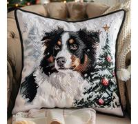RKFLGEW Latch Hook Cushion Kits Border Collie Animal DIY Latch Hook Cushion Kit Beginners Adults Teenager Gift Embroidery Home Decoration Latch Hook KitDe Loquet