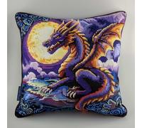 RKFLGEW Latch Hook Kit Cartoon Dragon Pillow Embroidery Kit Fantasy Animals DIY Cross Stitch Sofa Cushion Cover with Latch Hook Tool Fit for Teenager and Adults Latch Hook Cushion Cover Kit 43x43cm