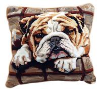 RKFLGEW Latch Hook Kit Cushion Bulldog Portrait DIY Latch Hook Cushion Kit Beginners Adults Teenager Gift Embroidery Home Decoration Latch Hook KitLoquet
