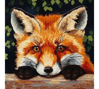 RKFLGEW Latch Hook Kit, Cute Fox Animal Latch Hook Pillow Kits for Adults Crochet Yarn Cushion Pre-Printed Needlework Handcraft 17X17 Inch