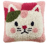 RKFLGEW Latch Hook Kit for Adults,Cute Cat Latch Hook Pillow Case Kits, DIY Cushion Kit 17X17Inch, Cross Stitch Embroidery Kits Cover Home Decor 43X43Cm
