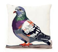 RKFLGEW Latch Hook Kit Pigeon Animal Pillow Embroidery Kit Colored Bird DIY Latch Hook Cushion Kit Beginners Adults Teenager Gift Embroidery Home Decoration Latch Hook Kit 43x43cm