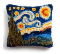 RKFLGEW Latch Hook Kit, Starry Sky Animal Latch Hook Pillow Kits for Adults Crochet Yarn Cushion Pre-Printed Needlework Handcraft 17X17 Inch