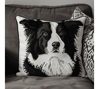 RKFLGEW Latch Hook Kits Border Collie Animal Latch Hook Cushion Kits Pet Dog DIY Cross Stitch Sofa Cushion Cover with Latch Hook Tool Fit for Teenager and Adults Latch Hook Cushion Cover Kit 43x43cm