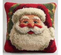 RKFLGEW Latch Hook Kits for Adults Beginners Father Xmas 17X17 in DIY Crochet Pillow Kit Pre-Printed Pillowcase Hook and Latch Rug Kits Needlework Cushion Cover for Home Sofa Decoration