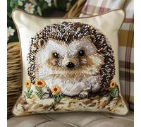 RKFLGEW Latch Hook Kits for Adults Kids DIY Cute Little Hedgehog Pillow Cover Beginner Cross Stitch Kits with Preprinted Canvas Crochet Yarn Embroidery Hooking Sofa Home Decor 17'' X 17''