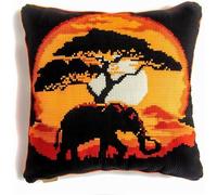 RKFLGEW Latch Hook Kits for Kids Adults Elephants at Sunset DIY Rug Tapestry Kits with Printed Canvas Embroidery Festival S Home Decoration 17Inch X 17Inch