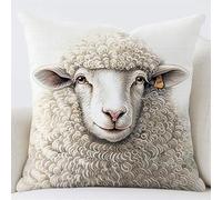 RKFLGEW Latch Hook Kits Pillow Aries 17X17Inch DIY Handmade Cushion Crochet Yarn Embroidery Needlework Hook and Latch Kit Pillowcase Rug Cover Home Sofa Christmas Decoration