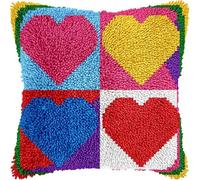 RKFLGEW Latch Hook Kits Pillow Love Crochet Yarn Cushion Colour Pre-Printed Canvas Rug Needlework DIY Pillowcase Hook and Latch Kit Christmas Home Arts Crafts Sofa Decoration 43X43Cm/17 X17Inch