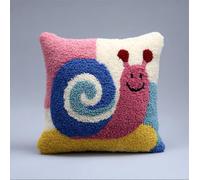 RKFLGEW Latch Hook Kits Pillow Smiling Snail Printed Cushion Crochet Yarn Embroidery Needlework Hook and Latch Kit Pillowcase Rug Cover Home Decor 43X43Cm