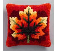 RKFLGEW Latch Hook Pillow Case Embroidery Kitsautumn Leaf 17X17Inch Pre-Printed DIY Needlework Latch Hook Cushion Cover Kits for Kids & Adults Beginners,Cross-Stitch Sofa Cushion Cover, Embroidery K