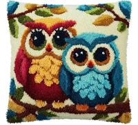 RKFLGEW Latch Hook Pillow Kit -Cute Big-Eyed Owl Embroidery Art Craft Kit - All Ages - Unisex - 43X43Cm - Modern Style - Non-Foldable