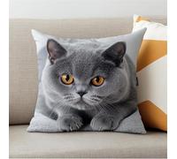 RKFLGEW Latch Hook Pillow Kits for Adults Kids Beginners Animal Cat 17X17 in DIY Pre-Printed Latch Hook Rug Carpet Cushion Kits Cross-Stitch Embroidery Cushion Embroidered Pillow for Home Sofa Decor