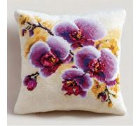 RKFLGEW Latch Hook Pillowcase Embroidery Kit,Flowers, 17X17 Inch Pre-Printed Latch Hook Rug Cushion Cover Kits for Adults and Beginners Cross-Stitch Embroidery Cushion Kit for Home Sofa Decoration