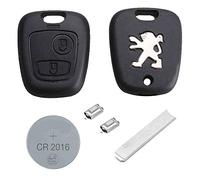 RKFUK® DIY Repair Kit - Replacement 2 Button Remote Car Key Fob Case LOGO VA2 Blade 2 Micro Switches New Battery for Peugeot 107 207 307 407 106 206 306 406 Keys Fobs Cars Vans