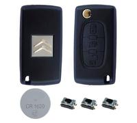 RKFUK® DIY Repair Kit Replacement 3 Button Remote Car Key Fob Case Flip Blade VA2 Micro Switches Battery Suitable for Citroen C1 C2 C3 C4 C5 C6 Grand Xsara Picasso Berlingo Keys Fobs Cars Vans