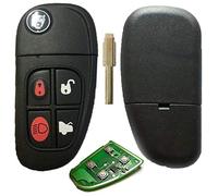 RKFUK® - Replacement 4 Button Flip Remote Car Key Fob FULL 433mhz Remote with Blade for Jaguar XJ XJR S-Type X Type XJ8