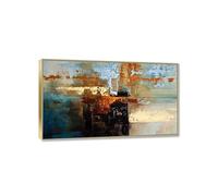 RKGHDCX Modern Abstract painting on canvas wall art Colorful Abstract Prints and Posters Abstract Wall Art Pictures for Living Room Home Decor With Golden Frame Ready to Hang 80x135cm31 x53