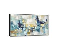 RKGHDCX Modern Abstract painting on canvas wall art Colorful Yellow green block Prints and Posters Abstract Wall Art Pictures for Living Room Home Decor With Black Frame Ready to Hang 70x140cm28 x55