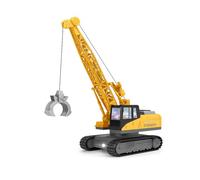RKIDZ 1:24 RC Crane Truck Remote Controlled Construction Vehicle with Alloy Crane Lift arm end, Rotating Boom, Lights & Sound for Children, ideal for Christmas and Birtday Gifts (Alloy crane)