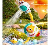RKIDZ 2-in-1 Rabbit Bunny Bath Shower Toy 360º Rotating shower head with Water Sprayer Two in One Manual & Auto Pump Flexible Hose & Suction Cup Fun Bath Toy for Toddlers & Kids
