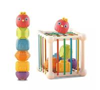 RKIDZ Sesele Montessori Sensory Activity Cube Early Learning Shape Sorting & Stacking Toy for Toddlers Ages 1-4 (Sesele Activity Cube)