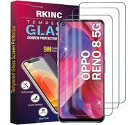 RKINC Pack of 3 Tempered Glass Screen Protector for OPPO Reno 8 5G, Reno 8 Lite 5G, HD Screen Protector, 0.33 mm Scratch-Resistant, Shatter-Free, Bubble-Free