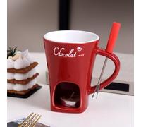 RKJRTK Chocolate Fondue Mug, Personal Chocolate Melting Cup Tea Light, Multipurpose Fondue Coffee Cup, Convenience Chocolates Mug For Home Use With Fork And Tealight Holders Set With Fork