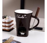 RKJRTK Chocolate Fondue Mug, Personal Chocolate Melting Cup Tea Light, Multipurpose Fondue Coffee Cup, Convenience Chocolates Mug For Home Use With Fork And Tealight Holders Set With Fork