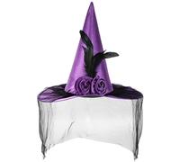 RKJRTK Unisex Halloween Flower Witch Hat With Black Tulle Applique Wizard Hat Adult Teen Cosplay Witch Festivals Party Tool Twist For Women Delicate Male Black For Women Hats Halloween