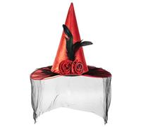RKJRTK Unisex Halloween Flower Witch Hat With Black Tulle Applique Wizard Hat Adult Teen Cosplay Witch Festivals Party Tool Twist For Women Delicate Male Black For Women Hats Halloween