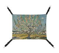 RKJVB 16.9 X 13 Inches Breathable Pet Hammock with Adjustable Straps Blooming Apricot Trees Printed Reversible Cat Hanging Bed Dog Mats for Small Rabbits Ferret Guinea Pig
