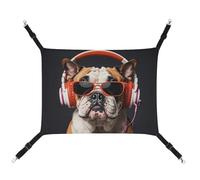 RKJVB 16.9 X 13 Inches Breathable Pet Hammock with Adjustable Straps Brightly Colored Bulldogs Printed Reversible Cat Hanging Bed Dog Mats for Small Rabbits Ferret Guinea Pig